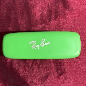 Ray-Ban Eye Glass Case Hard Shell Protective Green w/Red Interior